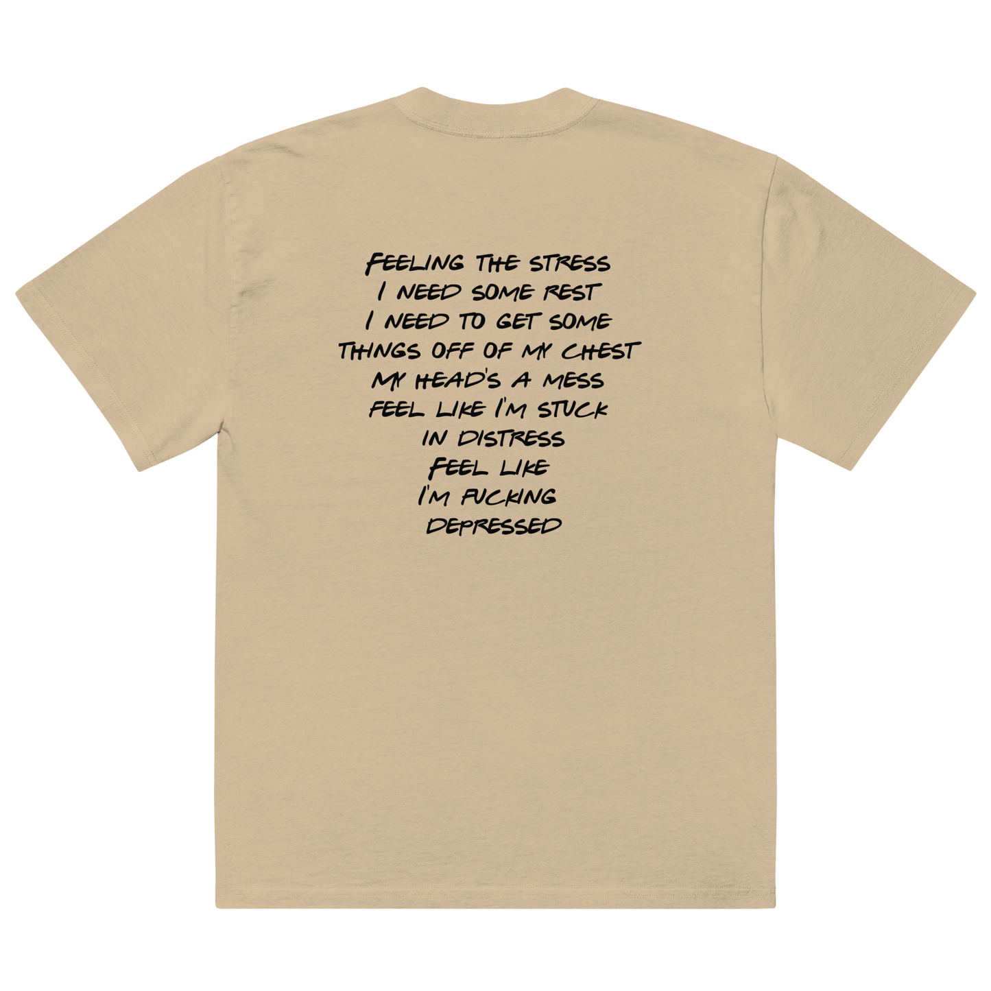 "CLOSE MY EYES" CUSTOM OVERSIZED FADED T-SHIRT GOLD